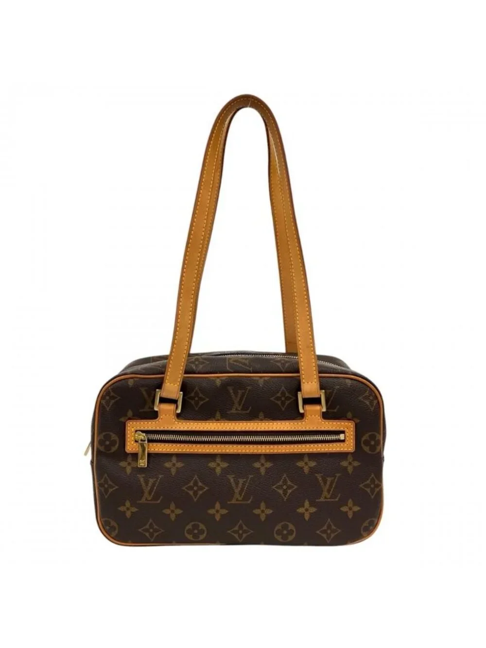 Louis Vuitton Cite MM Square Shoulder Bag Monogram Canvas Brown Gold